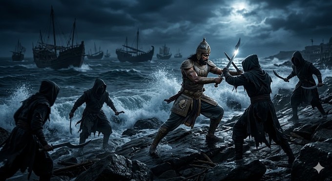 ராஜமுத்திரை — கொற்கைக் கடற்கரை மோதல்